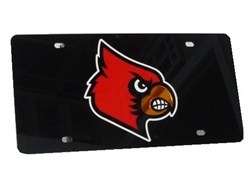 Louisville Cardinal Bird Black Acrylic Inlaid License Plate