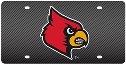 Louisville Cardinal Bird Carbon Fiber Inlaid License Plate - New!