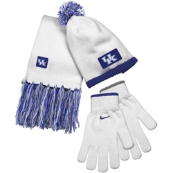 Nike Kentucky Wildcats Ladies White Beanie, Scarf & Gloves Set