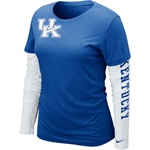 Nike Kentucky Wildcats Ladies Strong Side Cross Campus Premium Double Layer Long Sleeve T-Shirt - Royal Blue/White