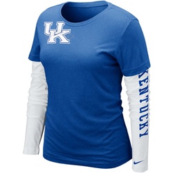 Nike Kentucky Wildcats Ladies Strong Side Cross Campus Premium Double Layer Long Sleeve T-Shirt - Royal Blue/White