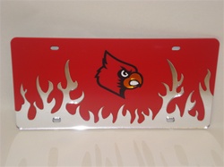 Louisville Cardinal Red Flame Logo Mirrored Plate