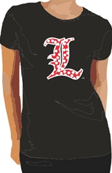 Louisville Cardinal Ladies Black Short Sleeve Polka Dot Tee Shirt