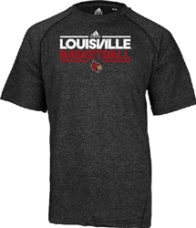 Louisville Cardinals Heather Black Dribbler SS Climalite Basketball Practice Shirt by Adidas