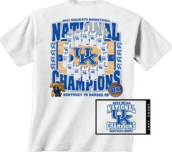 Kentucky Wildcats Roster National Champions White Short Sleeve Tee