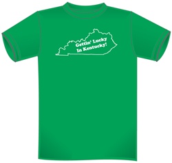 Gettin Lucky in Kentucky Green Tee