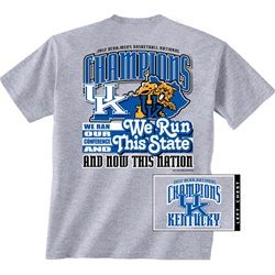 Kentucky Wildcats National Champions Grey Short Sleeve Tee