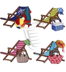 Beach Chairs Assorted Colors - 4 pcs set 16 ounce