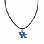 Kentucky Wildcats Leather Necklace with Silver and Royal UK Logo