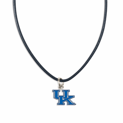 Kentucky Wildcats Leather Necklace with Silver and Royal UK Logo