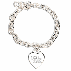 Kentucky Wildcats Silver Heart Charm Bracelet