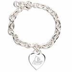 Louisville Cardinal Silver Heart Charm Bracelet