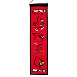 Louisville Cardinals Vertical Wool Heritage Banner - Red/Black